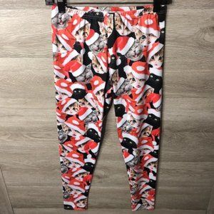 CowCow Womens Medium Santa Cats Leggings NEW